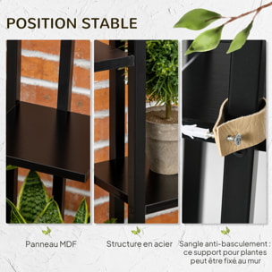 Étagère à fleurs piedestal 5 niveaux - cadre en acier - 40 x 22 x 113 cm - noir