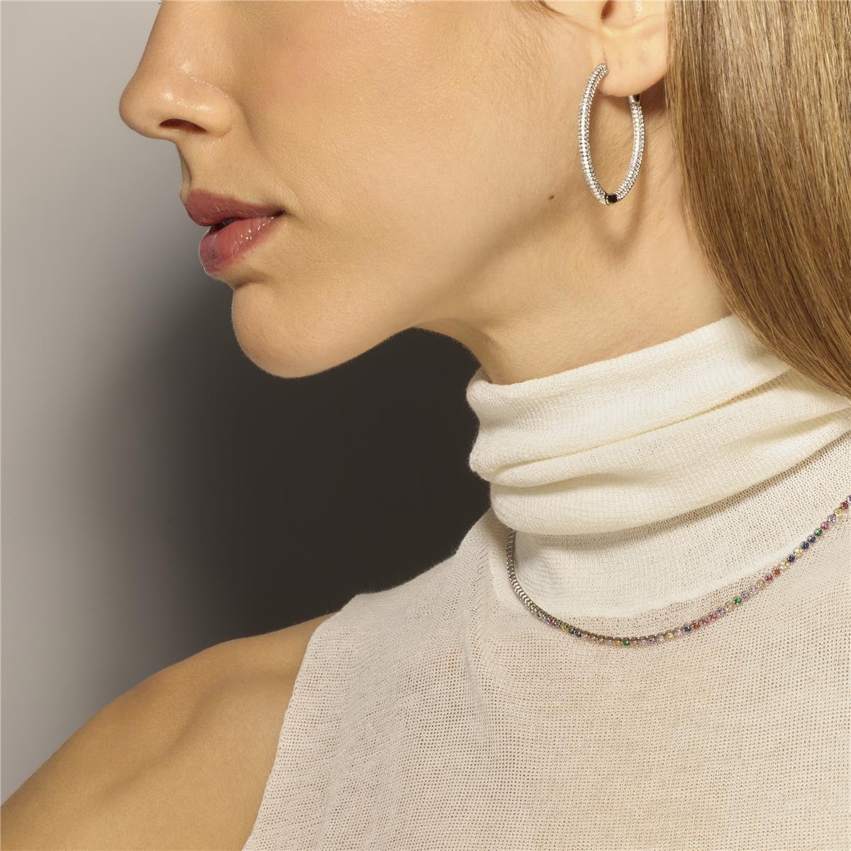 Collar con Circonita Multicolor acabado plata