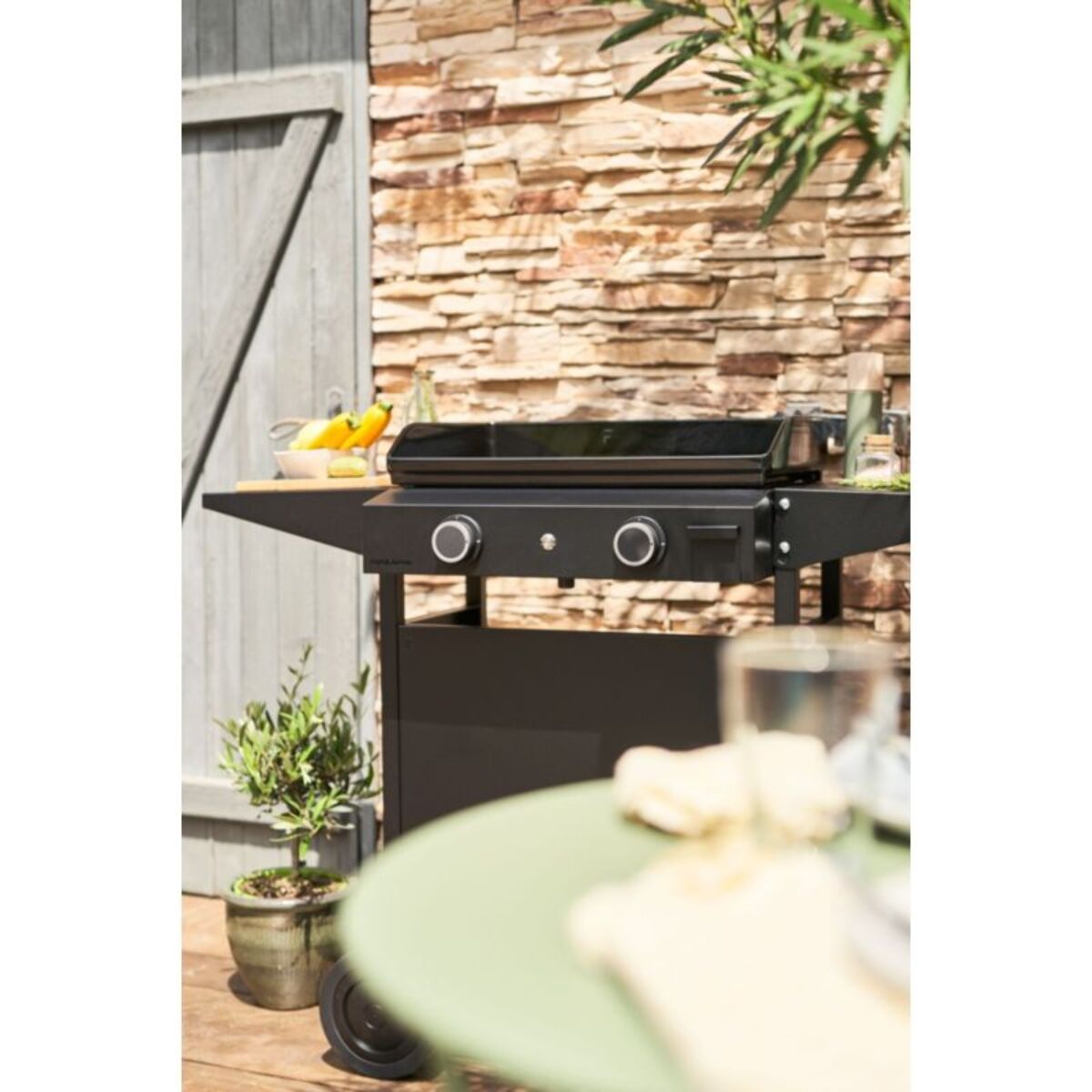 Plancha gaz FORGE ADOUR ORIGIN G 60 AN noir 2 brûleurs à poser, 59.5x39.5 cm