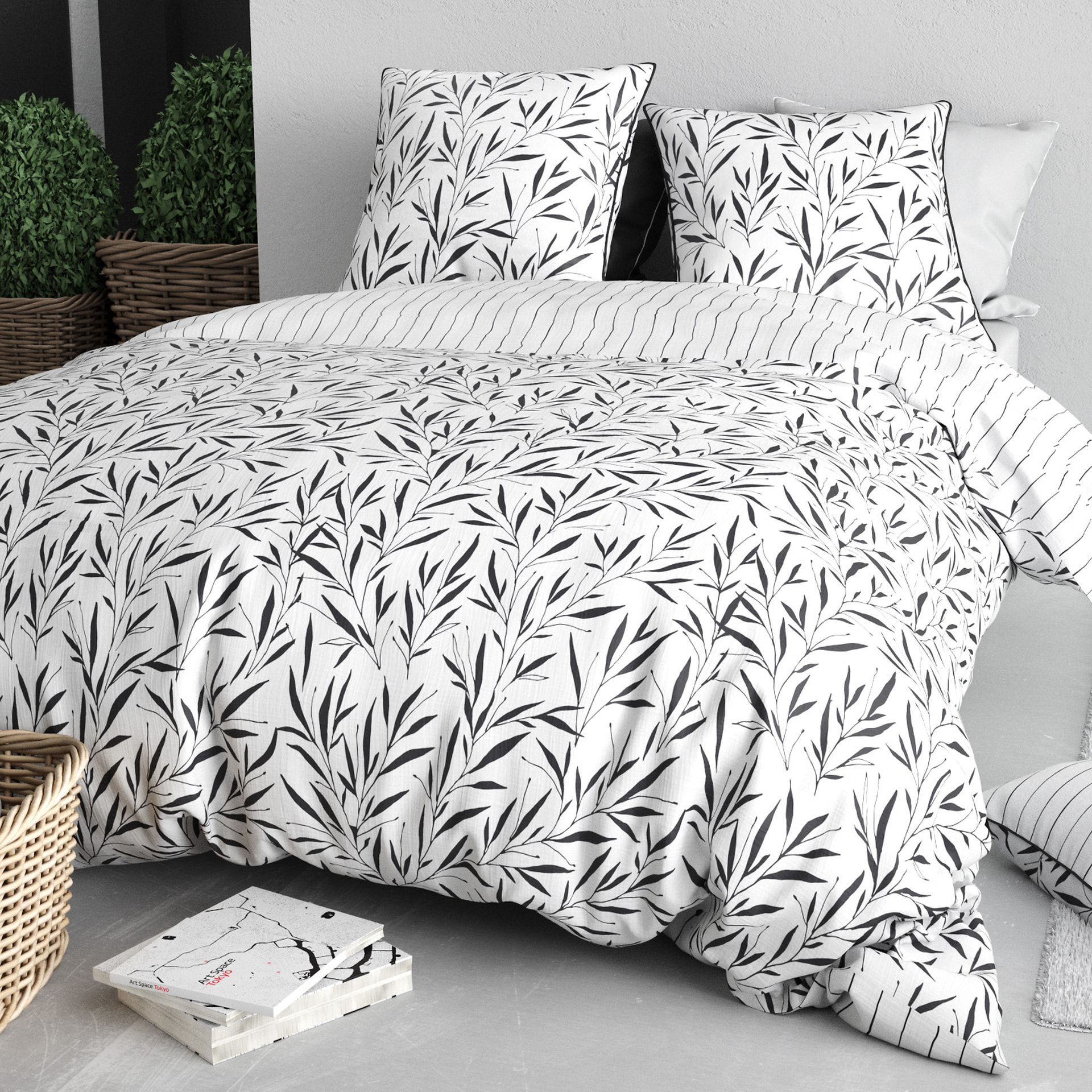 Parure Housse De Couette 3pcs 100% Coton 57 Fils NINA