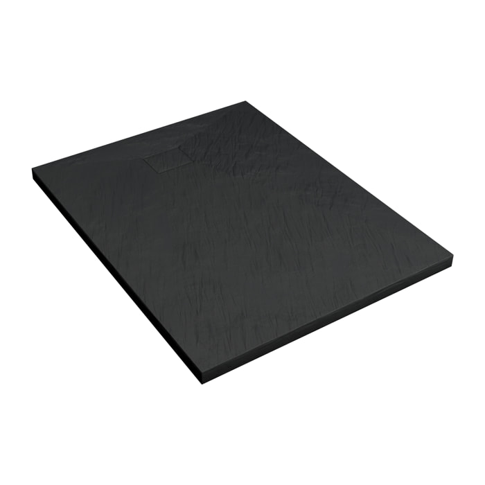 Receveur à poser en matériaux composite SMC - Finition ardoise noire - 80x120cm - ROCK 2 BLACK 80