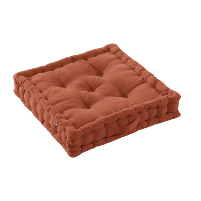 Coussin de sol 50 x 50 cm capitonné et matelassé en coton - KALA