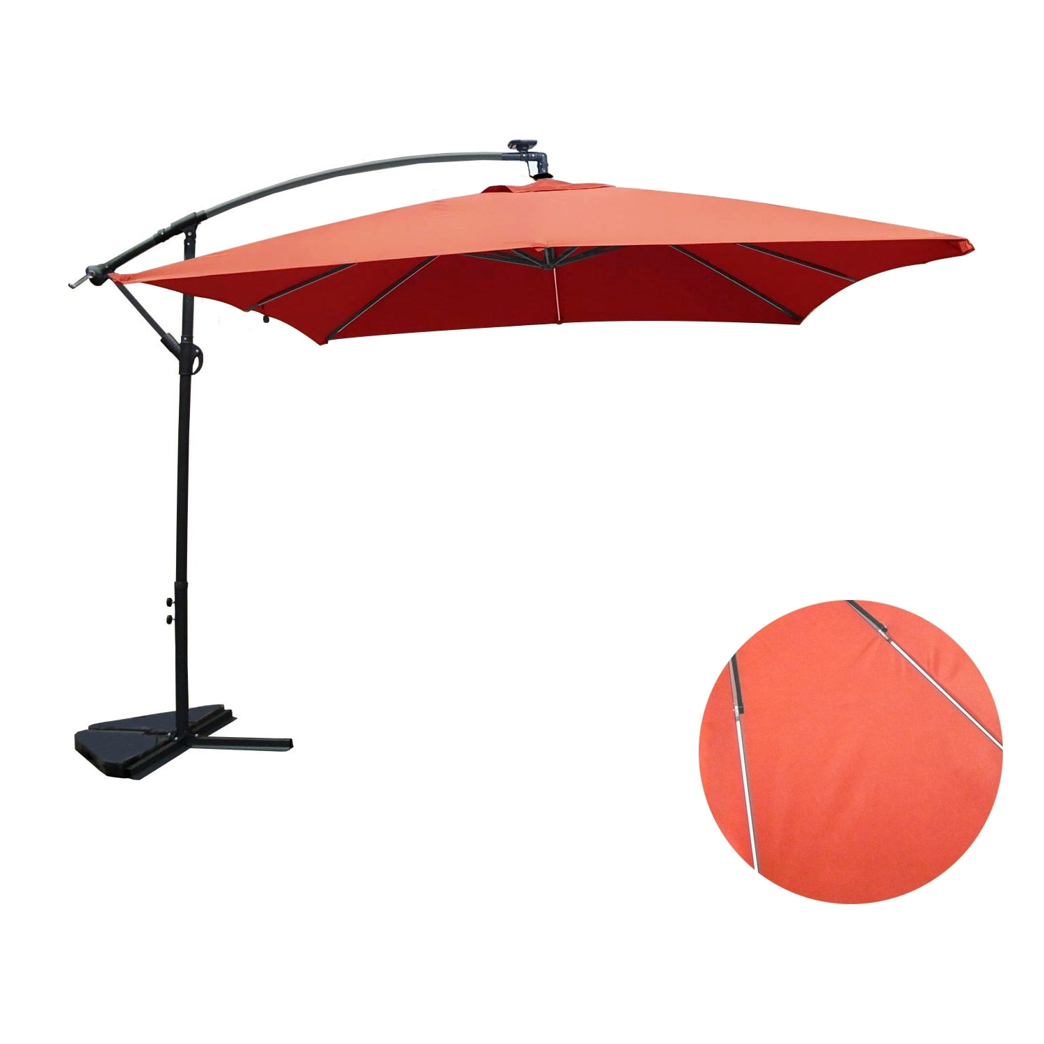 Parasol Néon LED déporté 3 x 3 m terracotta DARZO