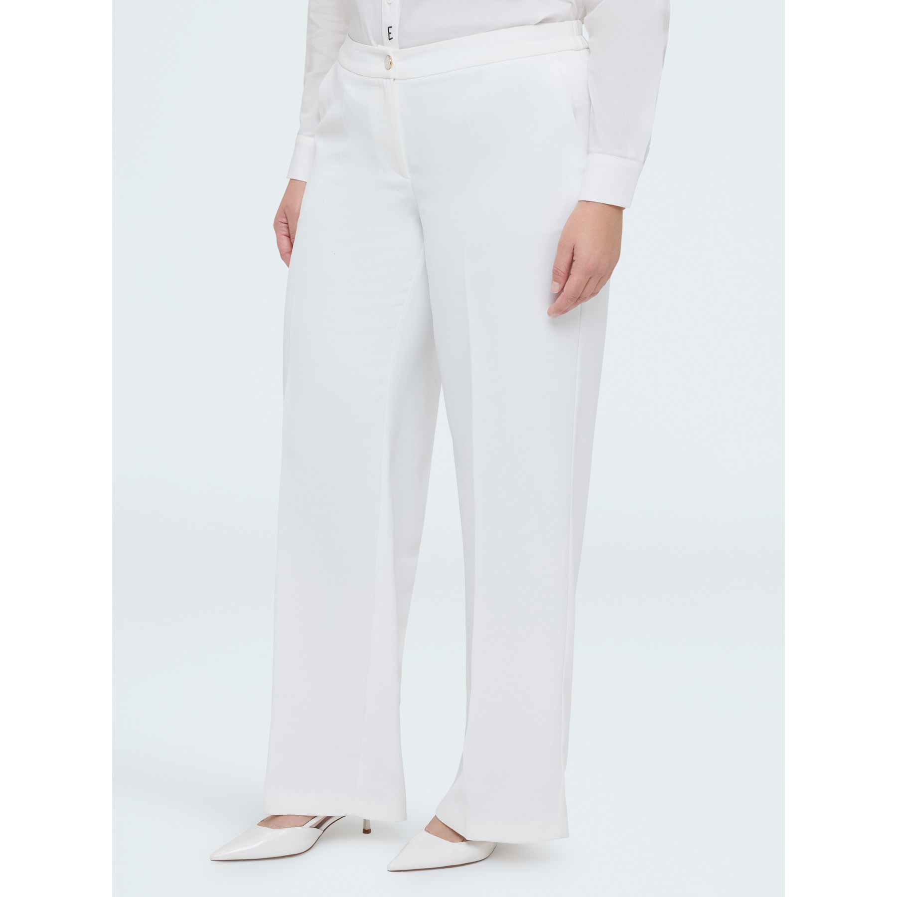 Fiorella Rubino - Pantaloni Wide Leg in tessuto fluido stretch - Bianco