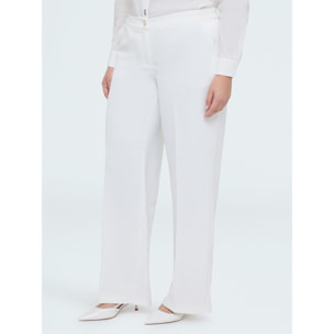Fiorella Rubino - Pantaloni Wide Leg in tessuto fluido stretch - Bianco