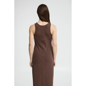 Vestido color chocolate de punto rustico con logo Polo Club