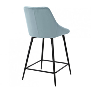 Tabouret de bar en velours avec piètement métal noir - 6 coloris - MONDO