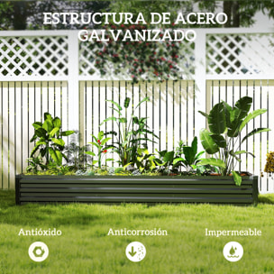 Jardinera Exterior Grande Rectangular de Acero Galvanizado, Huerto Urbano para Cultivar Plantas Hierba, Macetero Grande Exterior con Base Abierta Resistente a la Intemperie 240x60x30 cm Gris