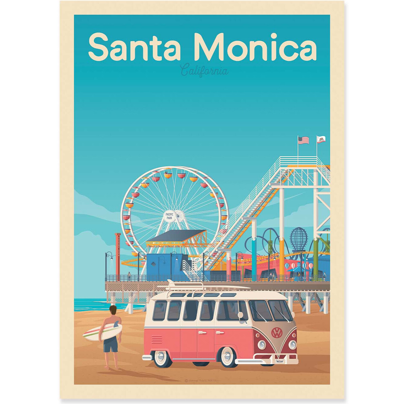 Affiche - Santa Monica - Olahoop Travel Posters