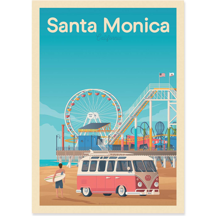 Affiche - Santa Monica - Olahoop Travel Posters