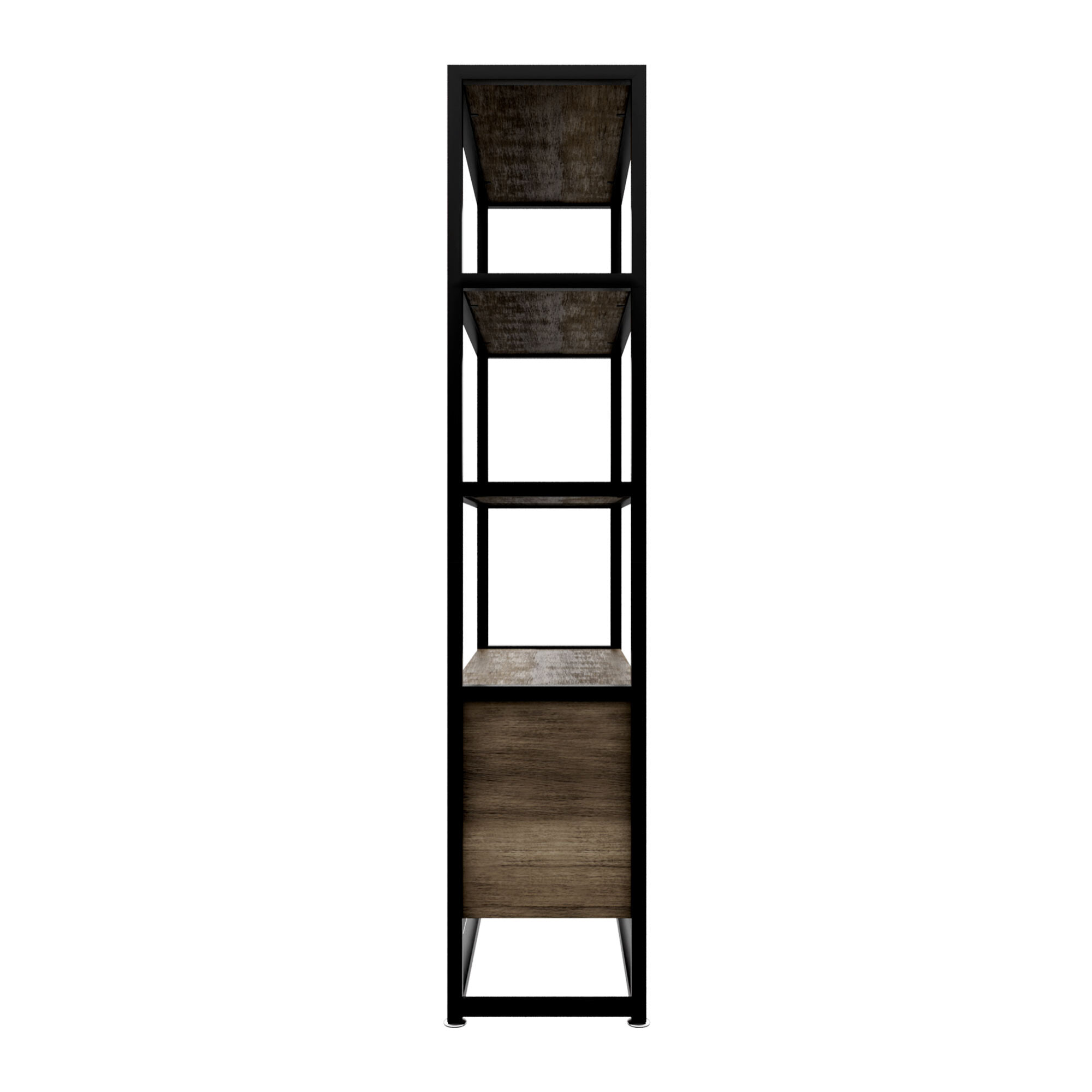 Edo - Scaffale Libreria a Muro 76x162,5x33,5 cm 3 Ripiani con Mobiletto 2 Ante in Legno Bleach Struttura in Metallo Nero