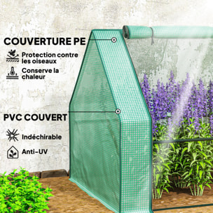 Mini Serre tunnel de Jardin - 4 fenêtres avec Zip enroulables - Acier PE 140 g/m² Anti-UV - 360x90x90cm - Vert