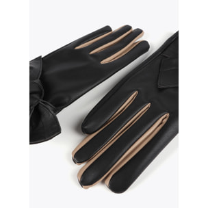 Guanti Effetto Pelle con Fiocco