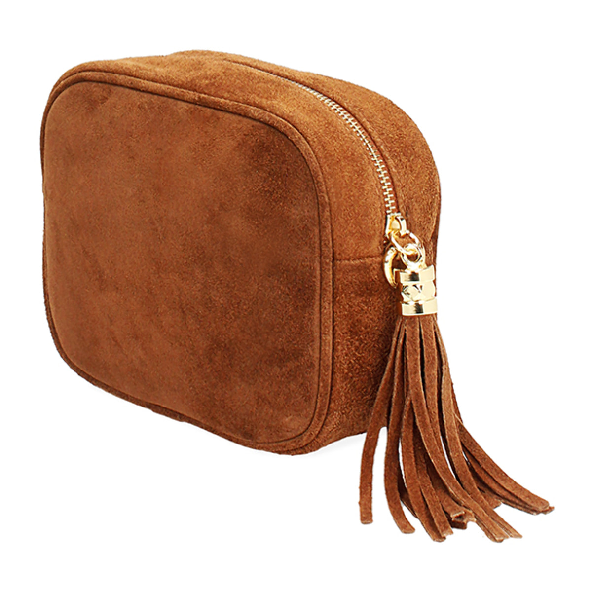 Borsa a tracolla da donna in camoscio cognac