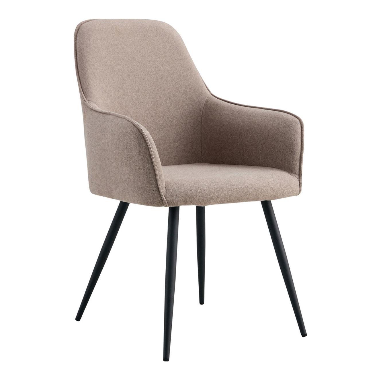 Set 2 sedie da pranzo Harbo con braccioli in tessuto grigio pietra e gambe nere 57x65x87 cm