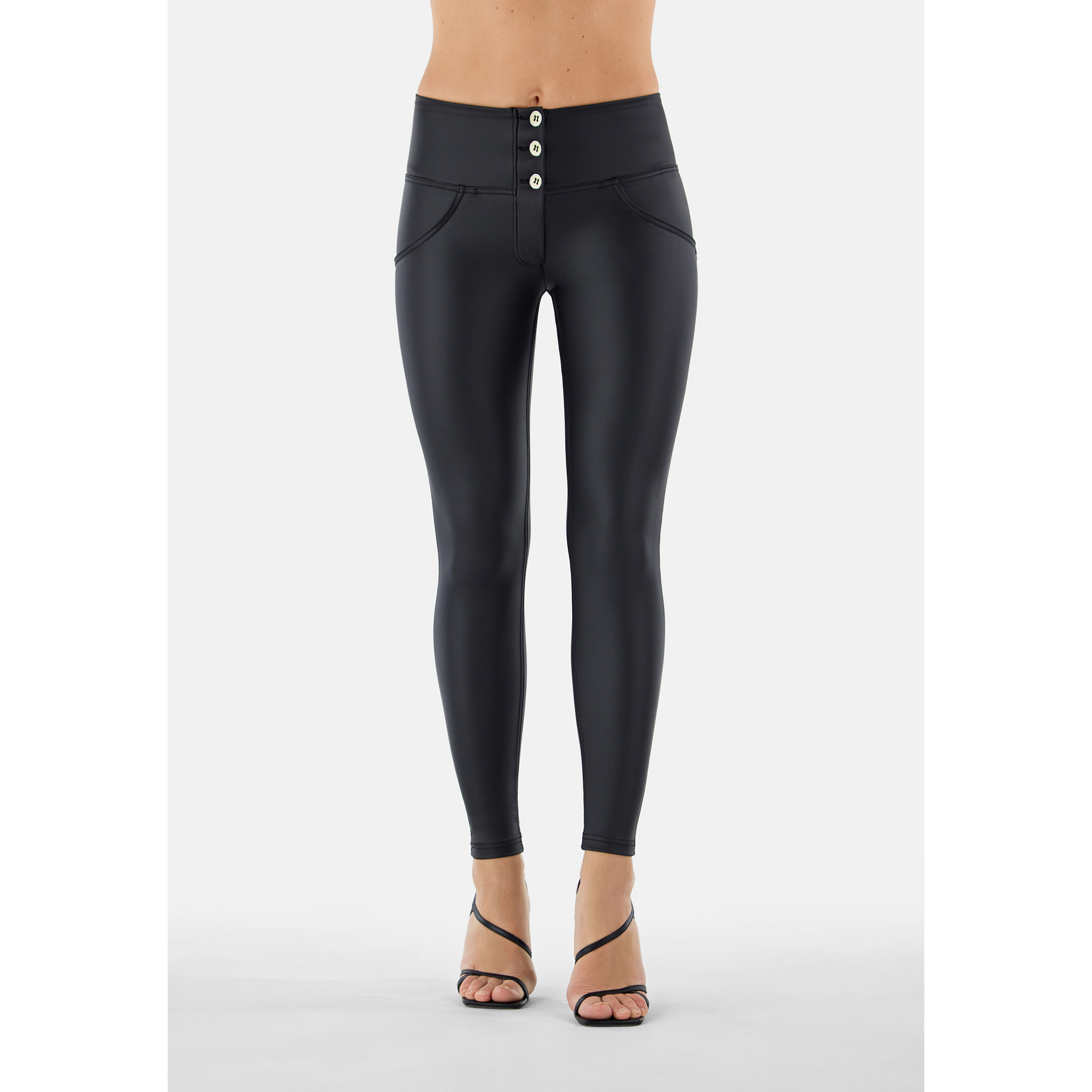 Pantaloni push up WR.UP® skinny vita alta bottoni similpelle