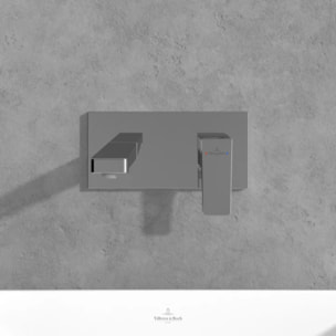 Mitigeur lavabo mural VILLEROY ET BOCH Architectura Square avec vidage Push Open Chrome + corps encastré