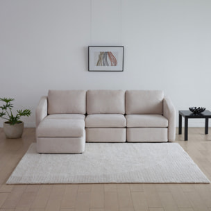 Canapé modulable 3 places beige avec pouf GALEGO