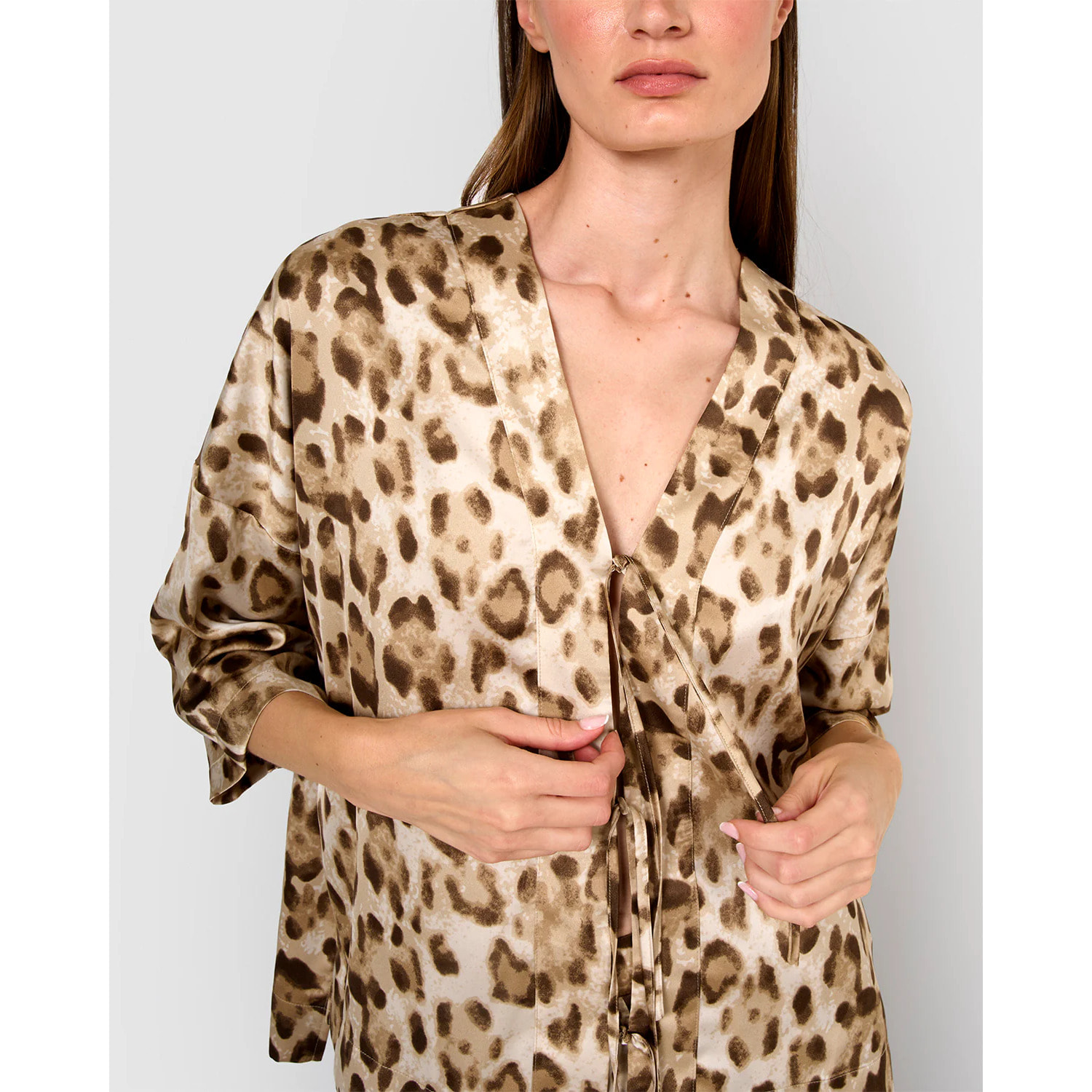 Blusa satén lazos pai marrón