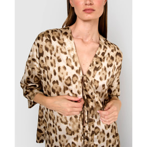 Blusa satén lazos pai marrón