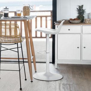 Chaise de bar "Aiko" - blanc - hauteur ajustable