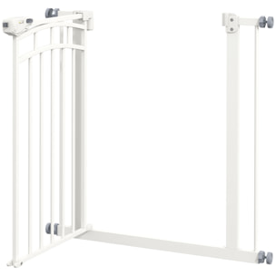 Barrière de sécurité pour chien - barrière à pression extensible - double système de verrouillage - acier blanc