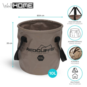 Well home cubo plegable con asas redondas ø24x25cm de 10l