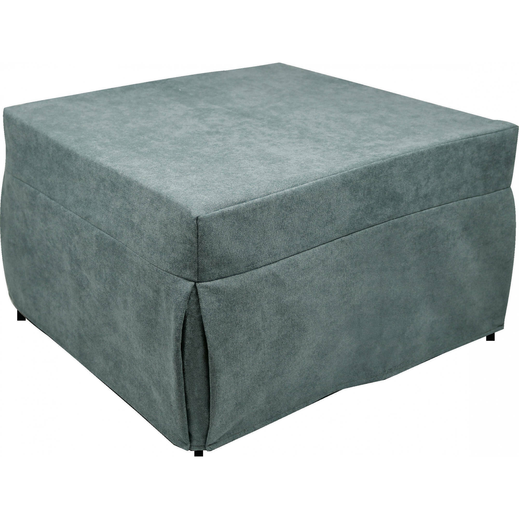 Puof trasformabile in letto singolo, Made in Italy, Letto pieghevole, Pouf in tessuto sfoderabile salvaspazio da soggiorno, cm 78x78/195h45, Azzurro