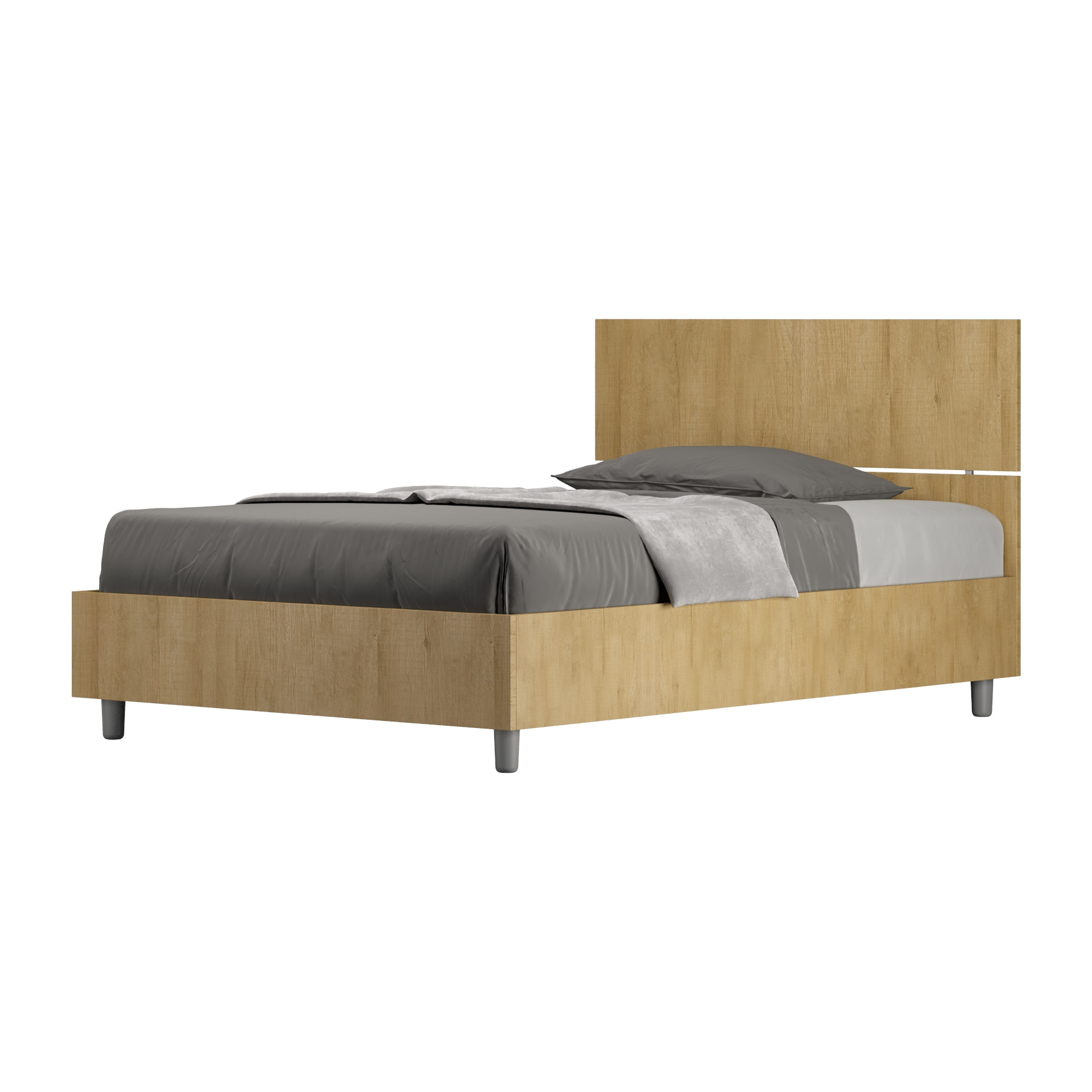 Letto una piazza e mezza contenitore 120x190 testata dritta quercia Demas