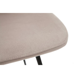 Chaises en tissu velours taupe et métal noir (lot de 2) KAOLY