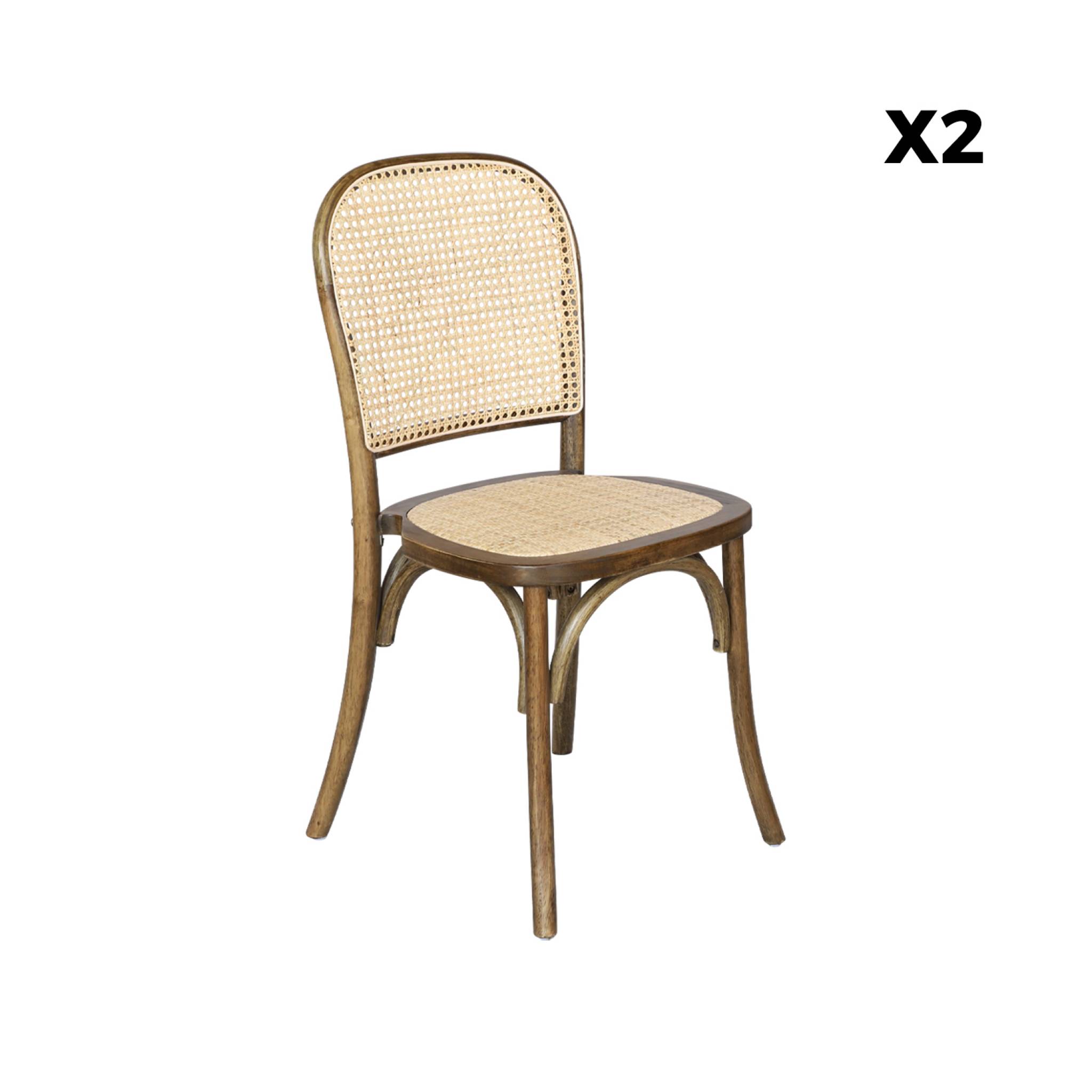 Chaise vintage bois et rotin (lot de 2) MONTPARNASSE