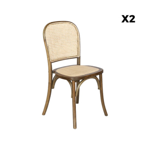 Chaise vintage bois et rotin (lot de 2) MONTPARNASSE