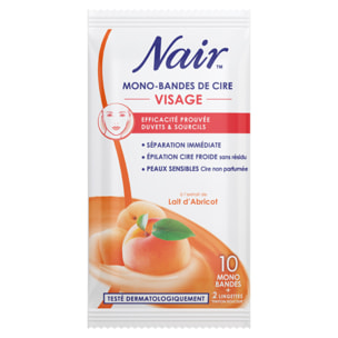 Pack de 2 - Nair - Bandes de cire froide Visage à l'extrait de lait d'abricot