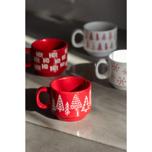 J-Line tasse Noël Dolomie - céramique - rouge/blanc - boîte de 4