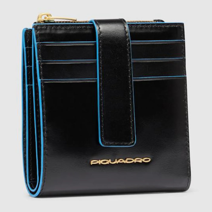 Piquadro Portacarte di credito in pelle con portamonete, schermato con protezione RFID