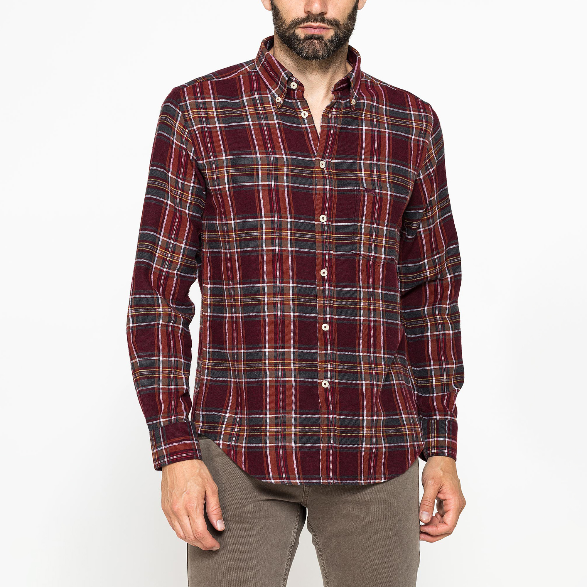 CAMICIA FANTASIA TINTO FILO IN FLANELLA LEGGERA