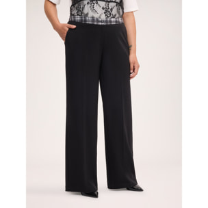 Fiorella Rubino - Pantaloni Wilde Leg con banda check - Nero