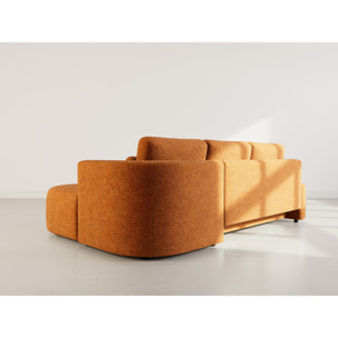 Mahina - canapé d'angle droit 4 places convertible avec coffre en tissu texturé - Terracotta