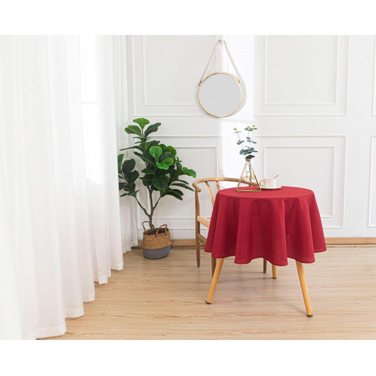 Nappe anti tache unie rouge ronde 160 cm