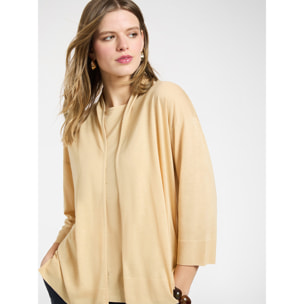 Elena Mirò - T-shirt relaxed fit aperta davanti - Beige