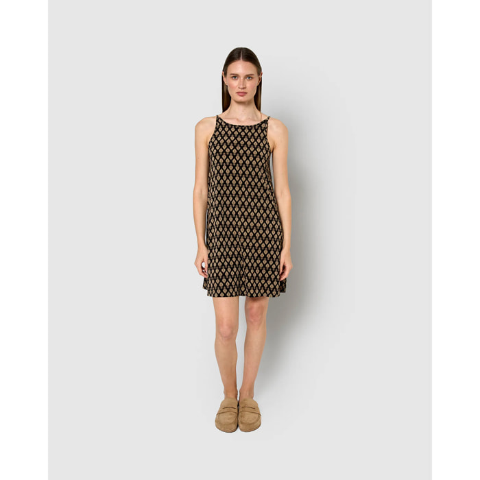 Vestido corto tirantes crepe kamala negro