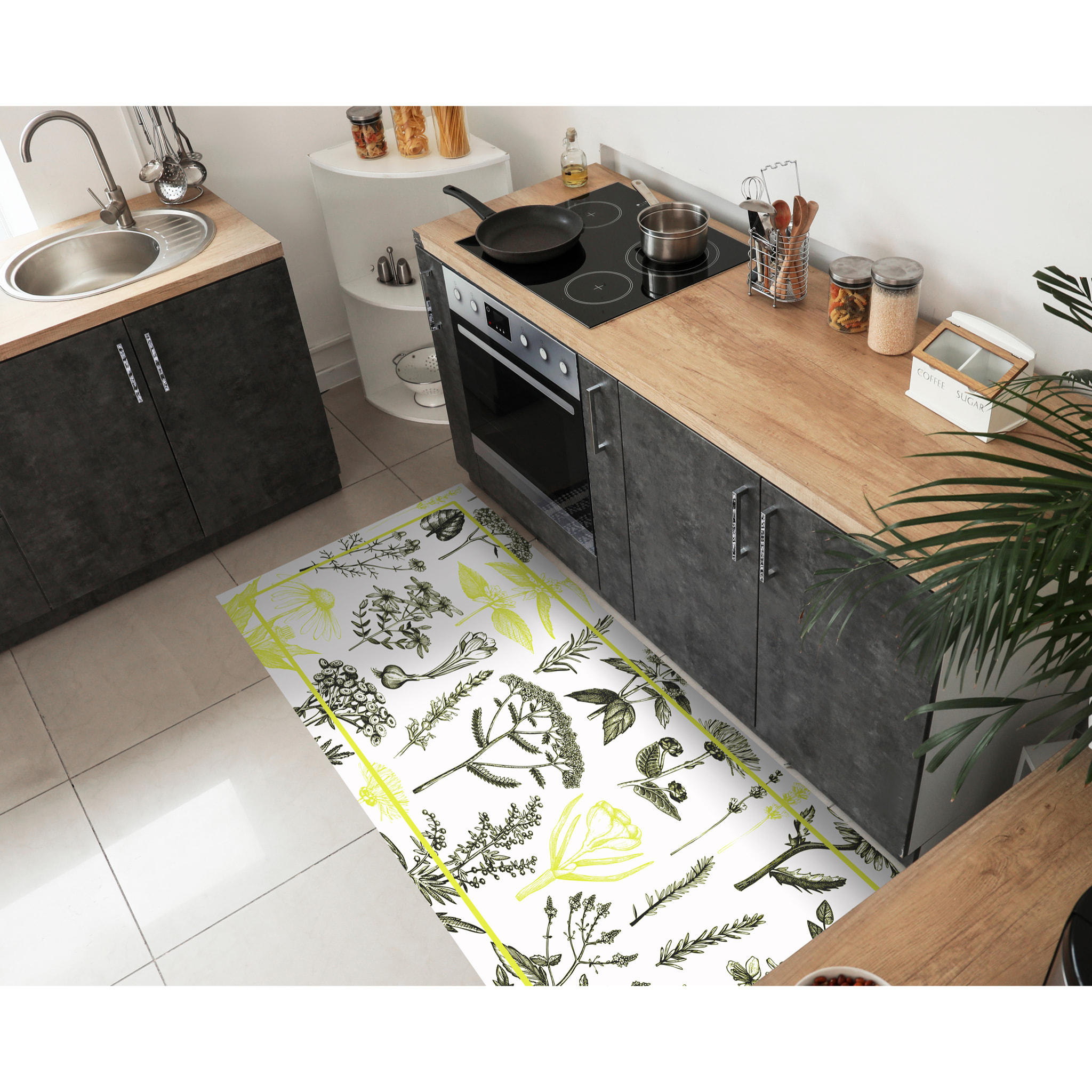 Alfombra de vinilo CERAMIKO, Plantas medicinales limón 66x150 cm