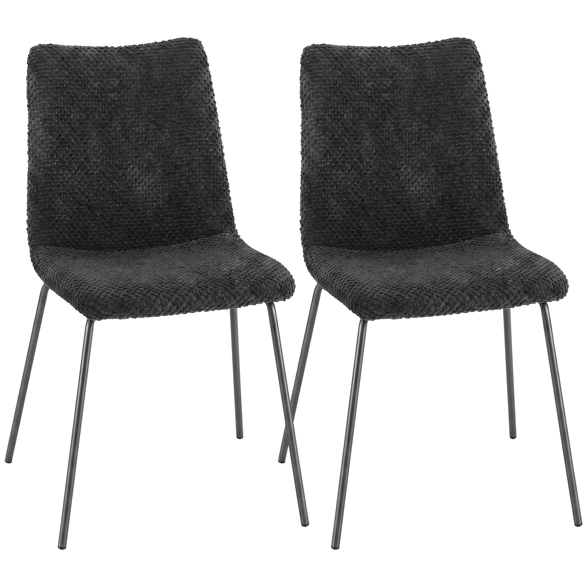 Pack de 2 Sillas de Comedor, Sillas de Cocina Modernas, Tapizadas de Terciopelo, Asiento y Respaldo Acolchados, Patas de Acero, Gris Oscuro