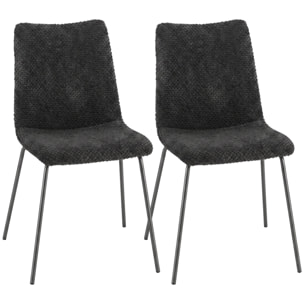 Pack de 2 Sillas de Comedor, Sillas de Cocina Modernas, Tapizadas de Terciopelo, Asiento y Respaldo Acolchados, Patas de Acero, Gris Oscuro