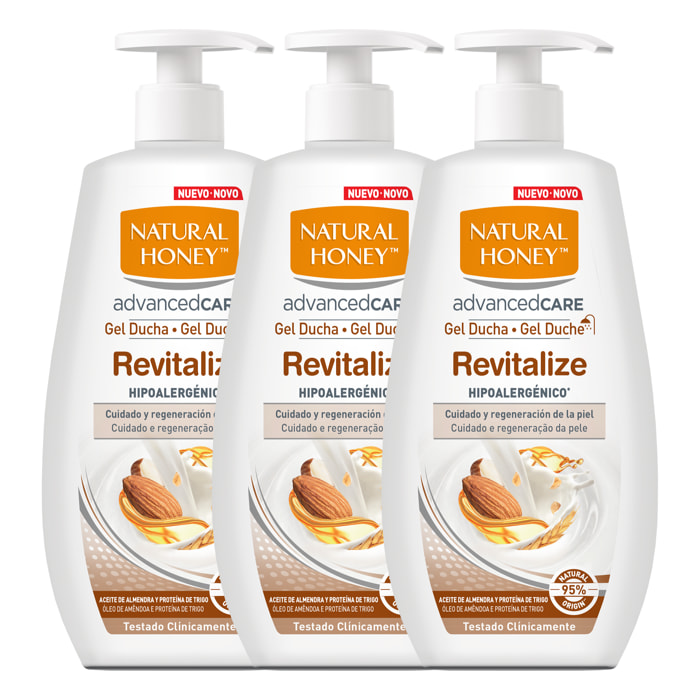 PACK X3 GEL DE DUCHA HIPOALERGÉNICO REVITALIZE NATURAL HONEY