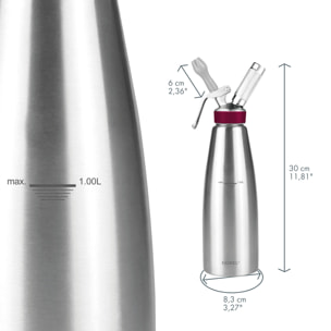 Siphon professionnel inox GOBEL - cuve inox - tête inox - 1L