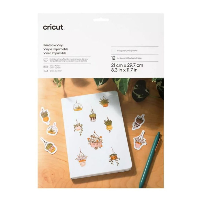 Accessoire CRICUT Printable Vinyl A4-12 sheets Transparent