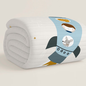 Colcha Bouti Estampada - Reversible - Infantil - 100% Algodón - 70 gr/m² - Viaje Espacial