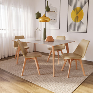 Set Di 4 Sedie Per Sala Da Pranzo Ufficio Con Gambe In Faggio Legno Massello Massiccio Stile Nordico Scandinavo Comoda Seduta Imbottita Ideale Per Sog