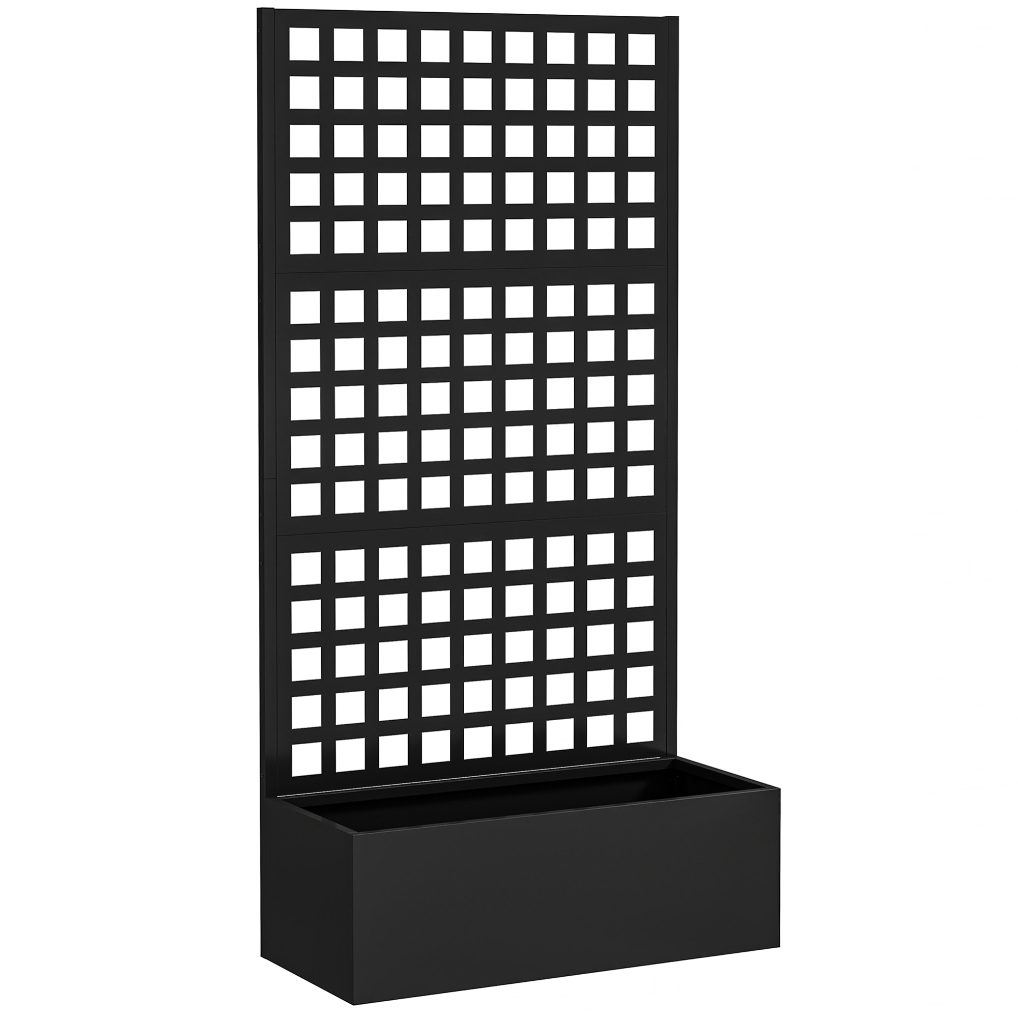 Jardinière treillis haut design - dim. 89 x 40 x 178 cm - acier thermolaqué noir